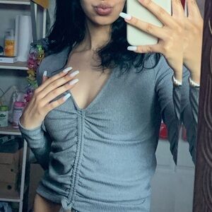 Gray Long Sleeve Women's Top